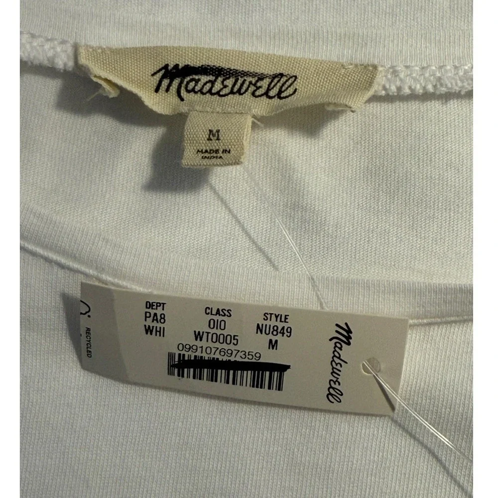 Madewell White‎ Puff-Sleeve Drop-Shoulder Knit Top Size Medium NWT